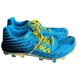 Hoka One One Evo Jawz Vibram Trail Running Shoes Size 9.5 M Blue & Yellow
